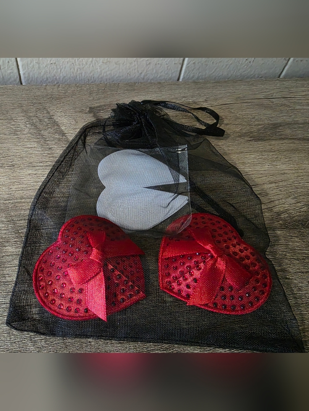 ❤️ New Pure Romance Red Heart Pasties with Bow Accents